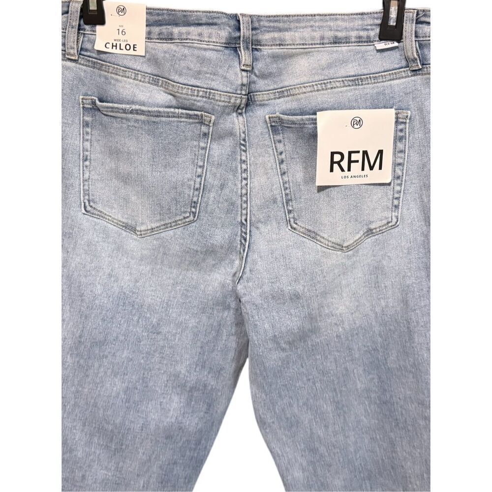 High Rise Tummy Control Cropped Jeans Distressed Light Wash Raw Hem Stretch RFM - Picture 9 of 10